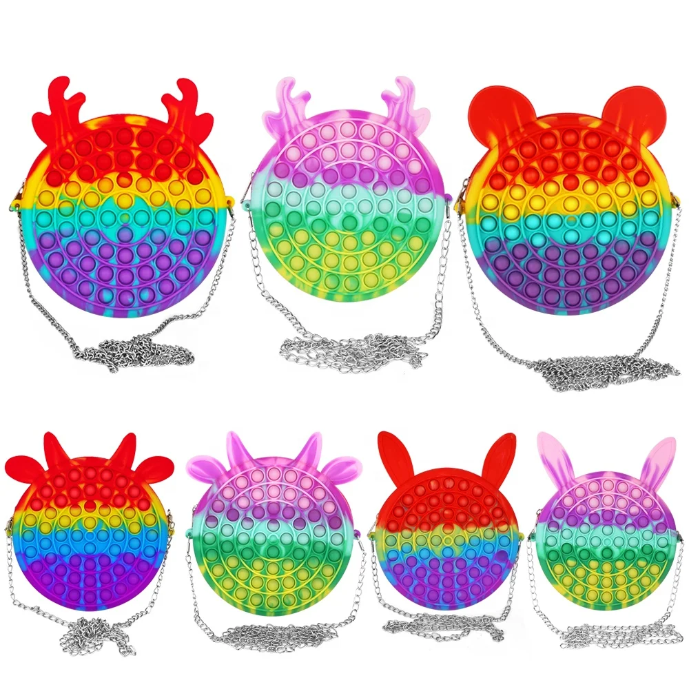 

Rainbow Push Pop Relieve Stress Toys Silicone Fidget Sensory Bag