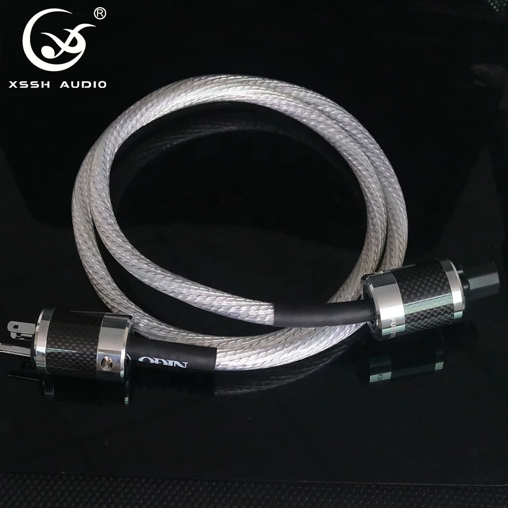 

China manufacturer YIVO XSSH Audio Hifi copper sliver cable core Carbon Fiber shell Power US Plug Power Cable wire line, As pictures show