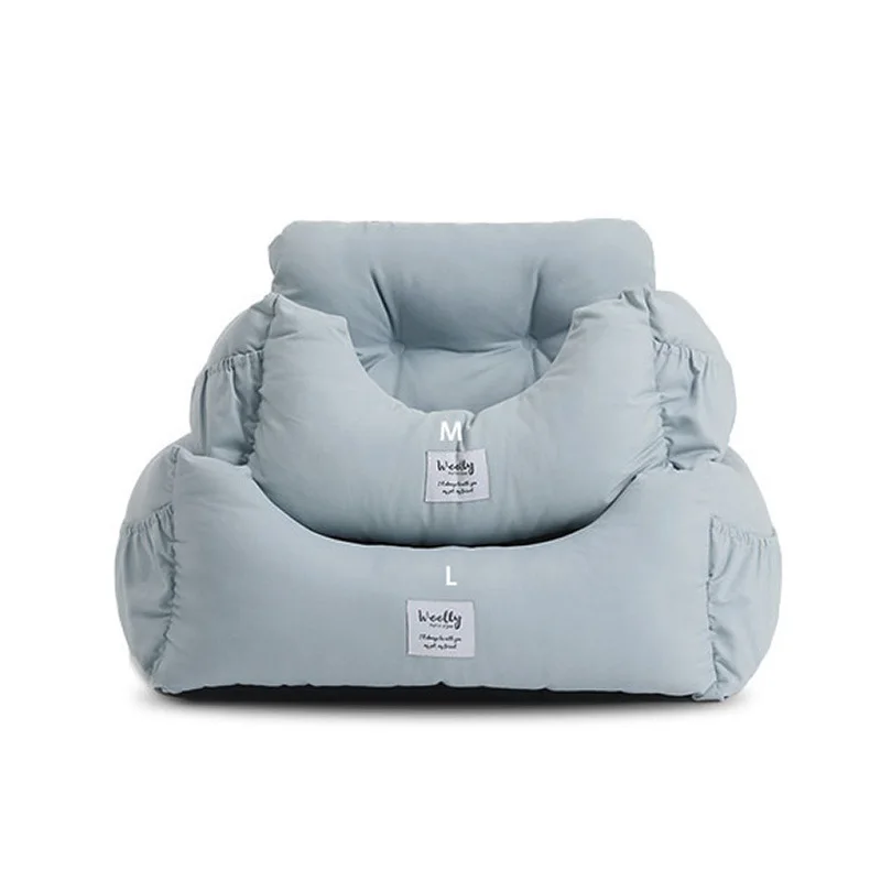 

High-end Comfortable Soft Pet Dog Bed Car Seat Booster Pet Travel & Outdoors Puppy Pad Dog Seat Cover With Safety Belt, Pink,blue,grey,stripe