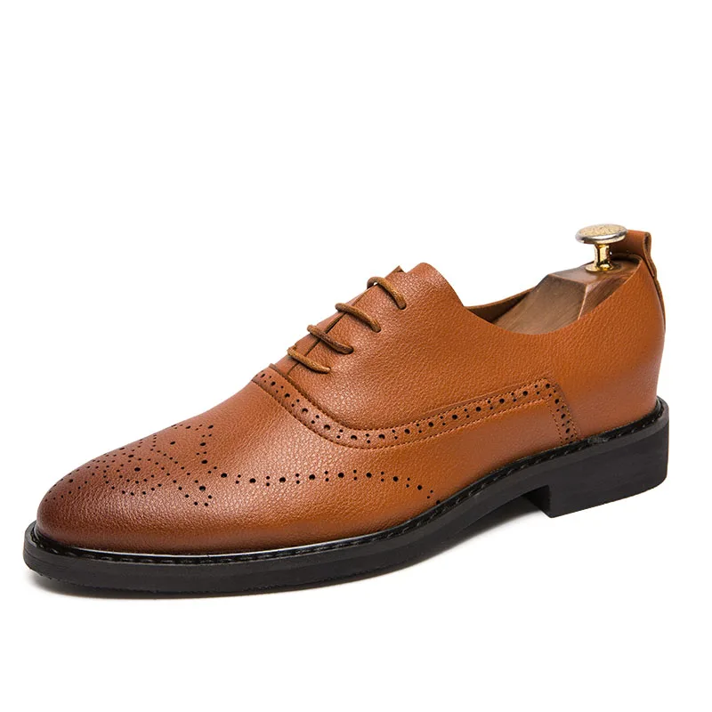 

2021 wholesale men's dress shoes Genuine Leather office shoes men High quality cheap price elevator shoes men