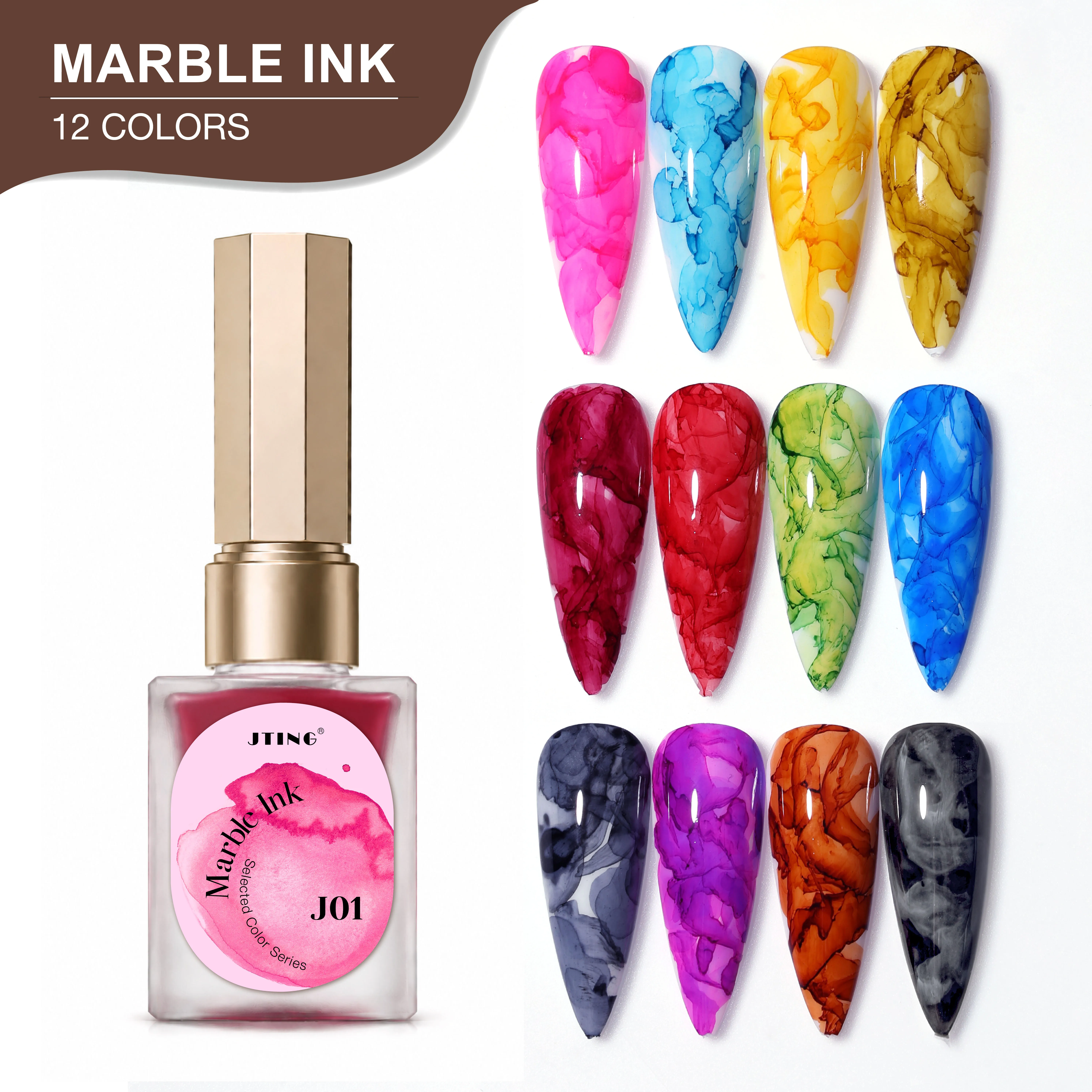 JTING Water Blooming Blossom Marble 15ml Nail Gel Polish Bottle Uv Gel Nails Kit OEM Custom Private Label Available