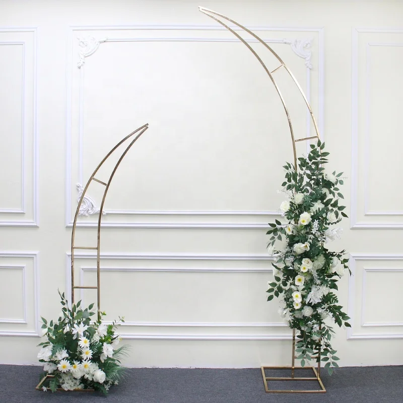 

2.4M Gold-Plated Iron Horn Arches Metal Frame Outdoor Wedding Props Backdrop Screen Flower Stand Party Scene Layout Arch Shelf