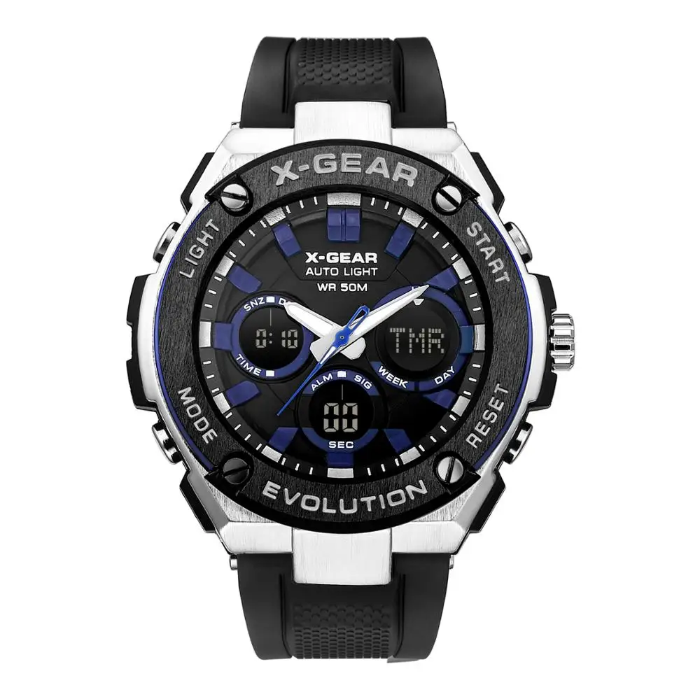 X-GEAR black clock men wristwatch sport watch digital