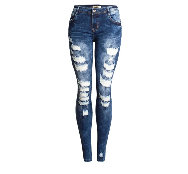 

New women's clothes for autumn Ripped jeans slim stretch pencil pants with small feet