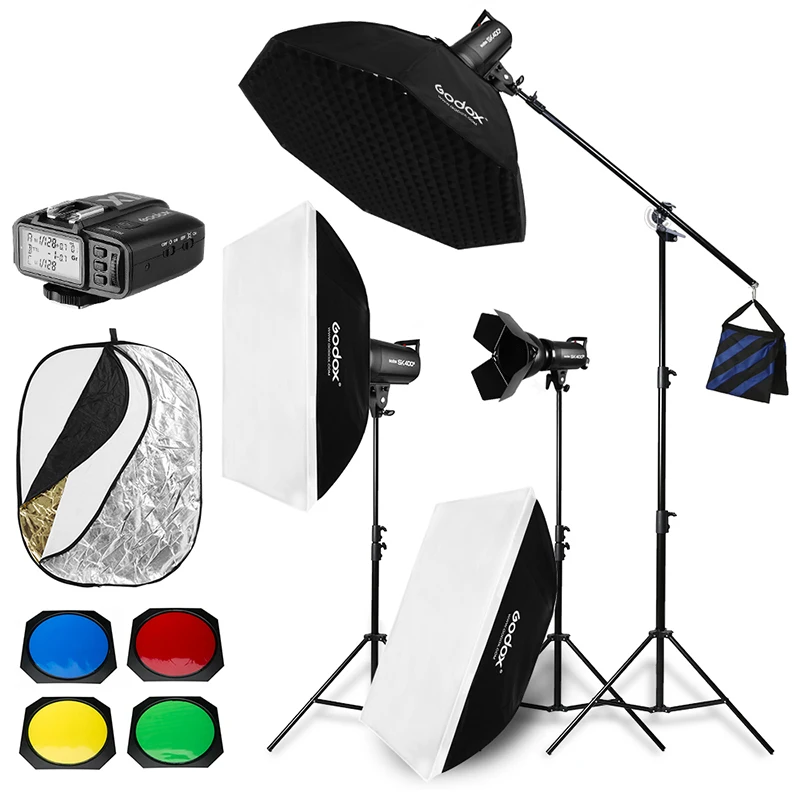 

inlighttech 1200W Godox SK400 II 3x 400W Photo Studio Flash Lighting,Softbox,Light Stand, Studio Boom Arm Top Stand, Other