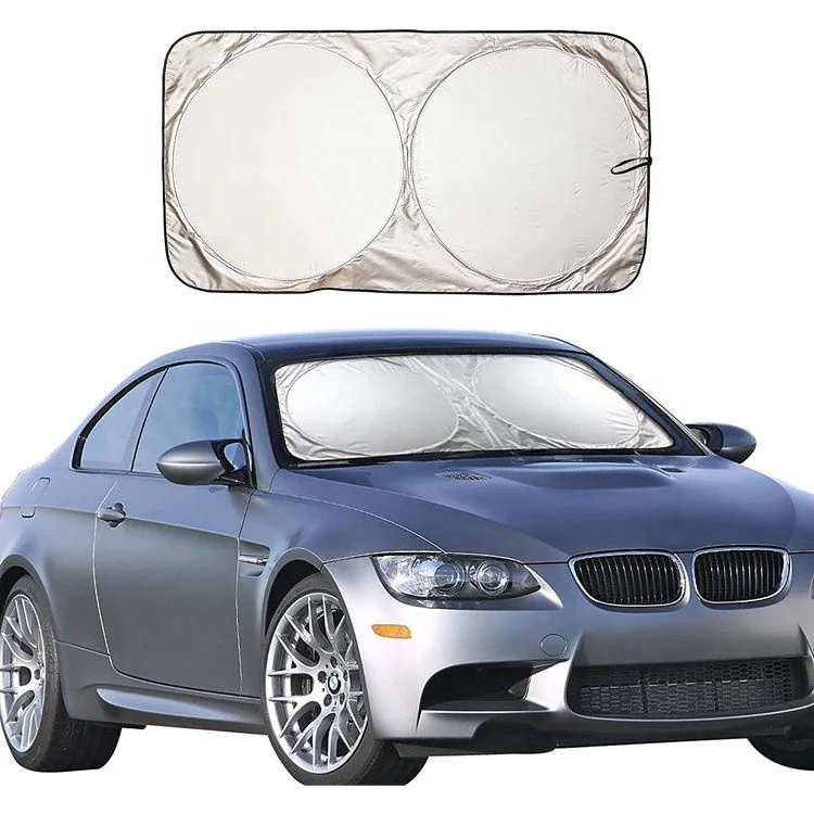 

Car Sunshade with Silver Coated Fabric Double Loop Sun Visor Various Sizes of Window Visor