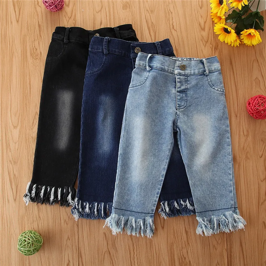 

Little Girls Boutique Tassel Jeans Kids Leggings Pants Girls Fashion Bottoms