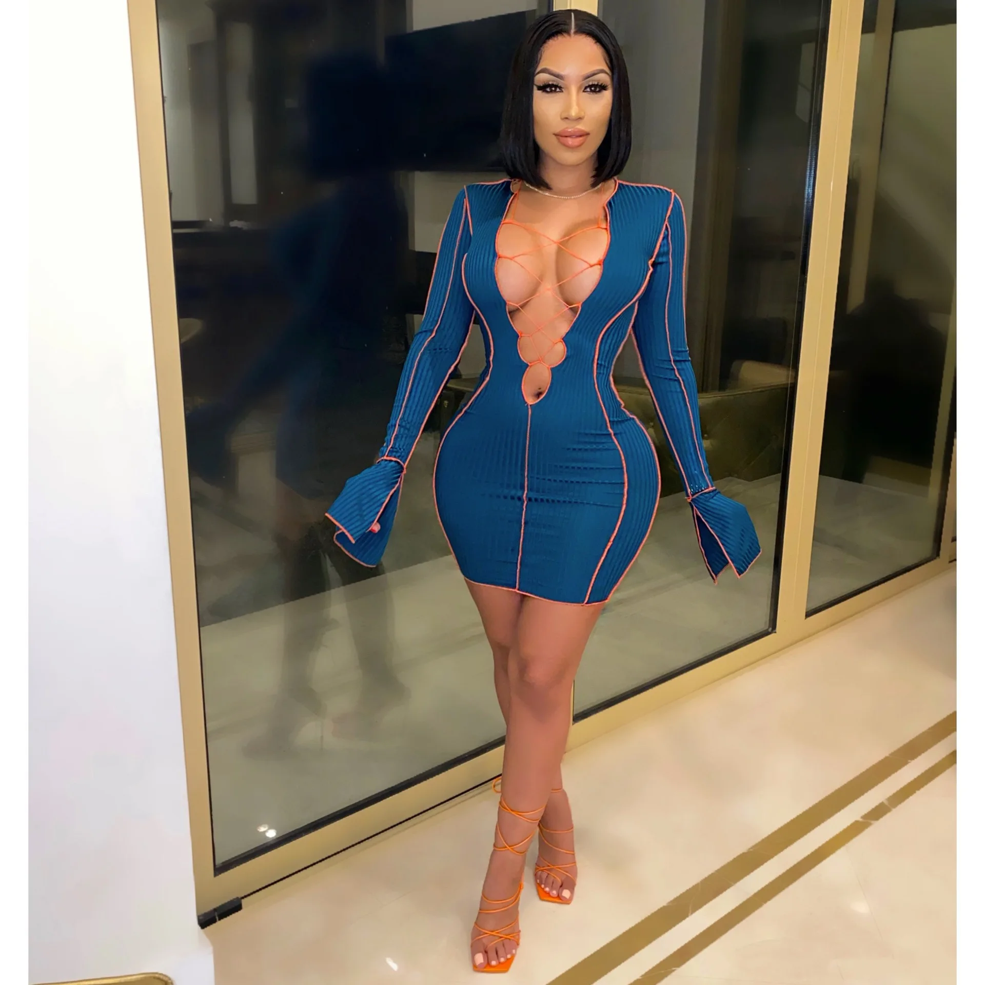 

2021 New strap sexy fashion v neck top mini suit high waist for ladies women's skirts, Wine red, gold, black, blue, dark green