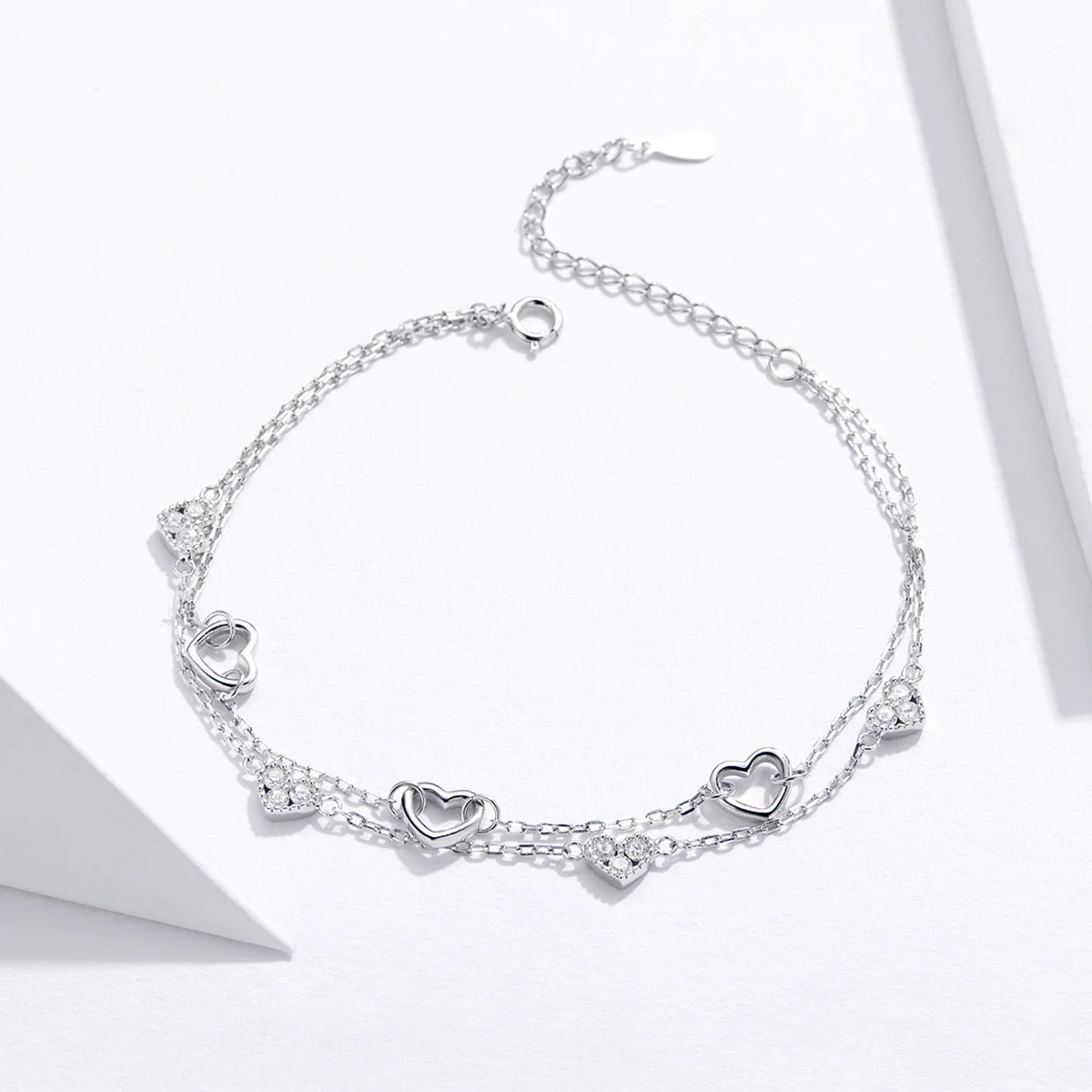 

Special Design Fashion Jewelry Charm Bracelet Genuine 925 Sterling Silver Heart Chain Bracelet