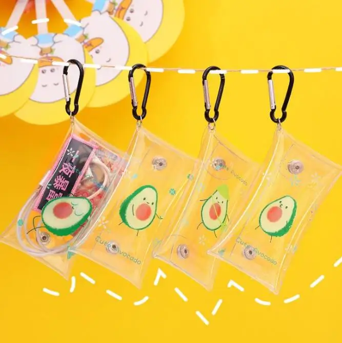 Cute Fruit Transparent Waterproof  Pencil Bags Coin Purse Wallet Pocket Bag Keychain Earphone Bag