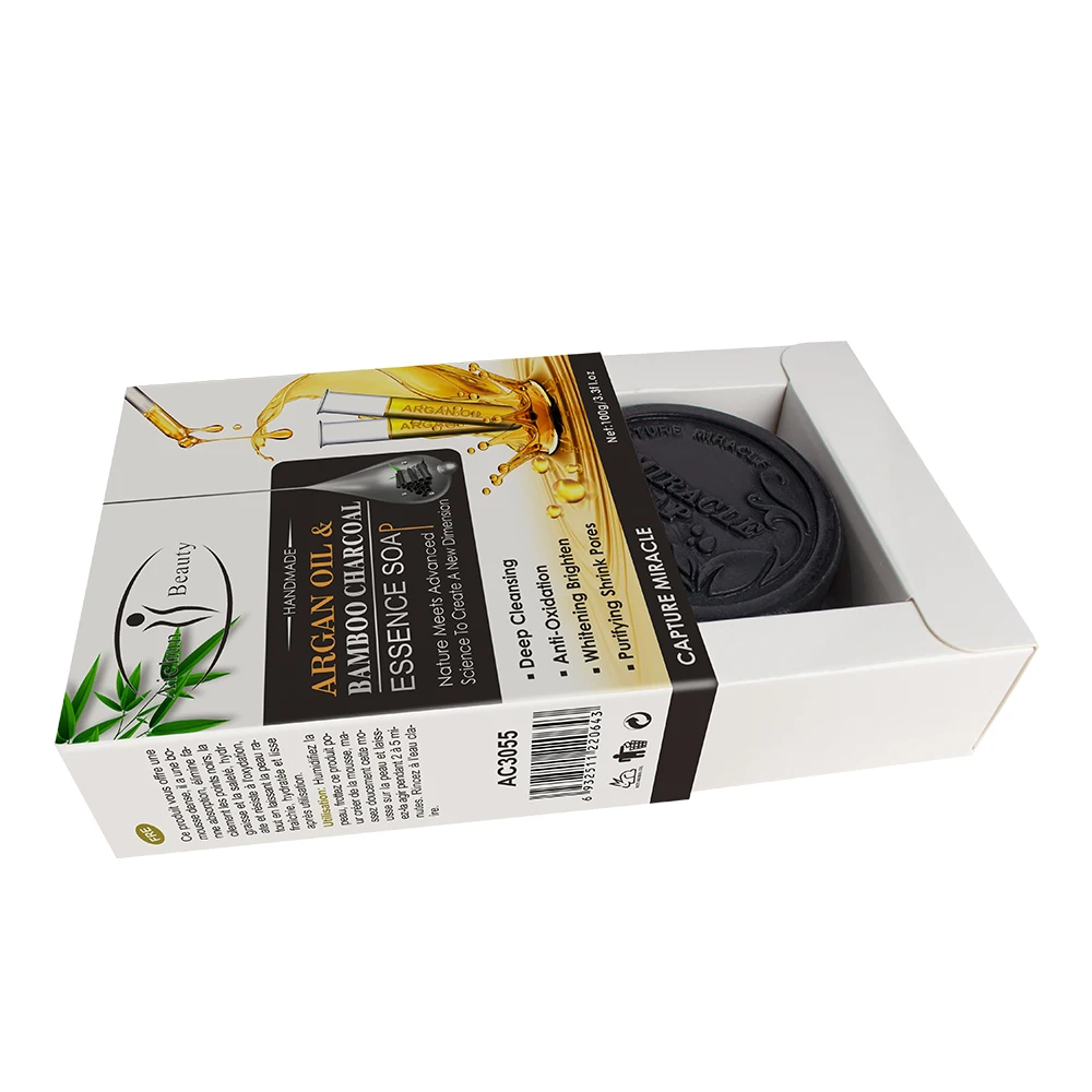 

Face Cleaning Black Soap Argan Oil And Bamboo Charcoal Handmade Soap Oil Control Whitening Organic Soap