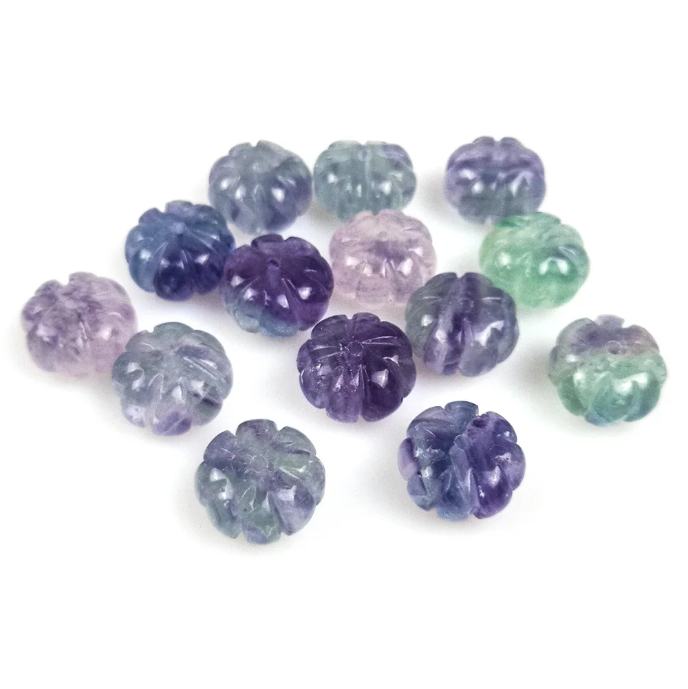 

Natural Crystal for DIY Jewelry Accessories Carved Fluorite Pumpkin Loose Beads, Picture shows