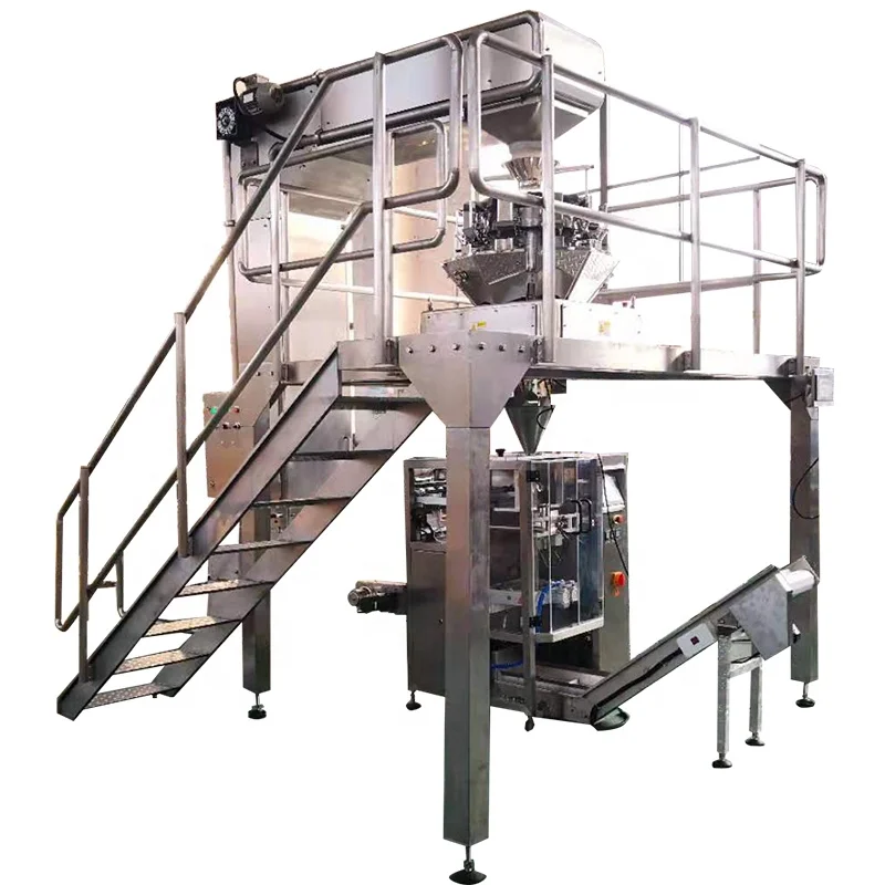 
CE automatic tobacco packaging line Z bucket feeder multihead weigher VFFS 