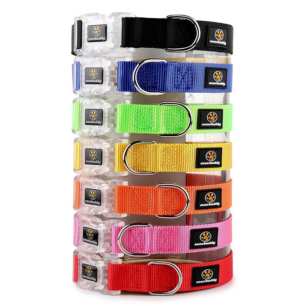 

Wholesale Dog Collars Premium Nylon Dog Collar with Plastic Buckle, Red, black, blue, orange, pink, green, yellow