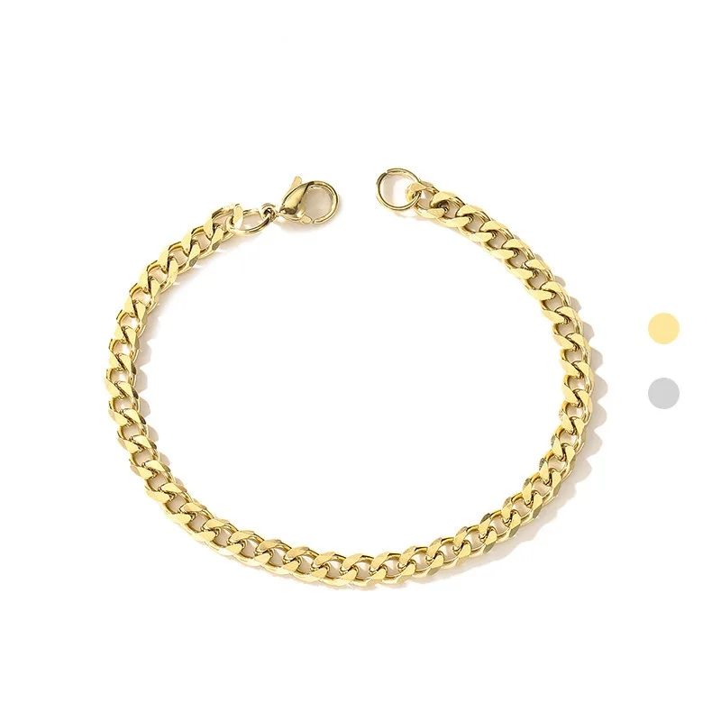 

Thick Chain Gold Plated Stainless Steel Unisex Hip Hop Minimalist Jewelry Fashion Cuban Bracelet For Men, Customized color