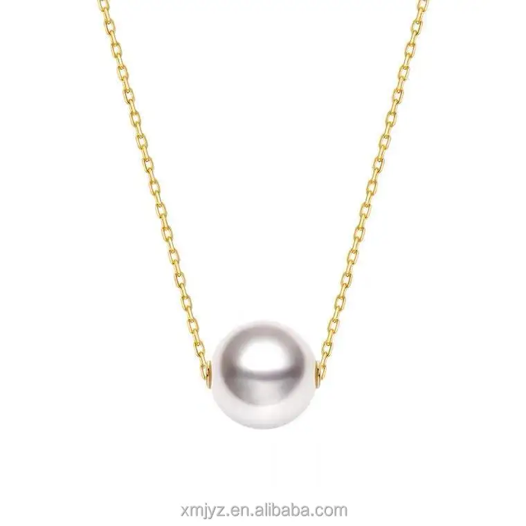 

Certified 18K As Right As Rain Pearl Necklace AU750 Rose Gold Yellow Pendant Elegant Gift Popular