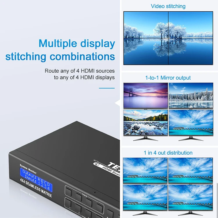 

4x4 HDMI Seamless Switching Matrix with Video Wall IP control