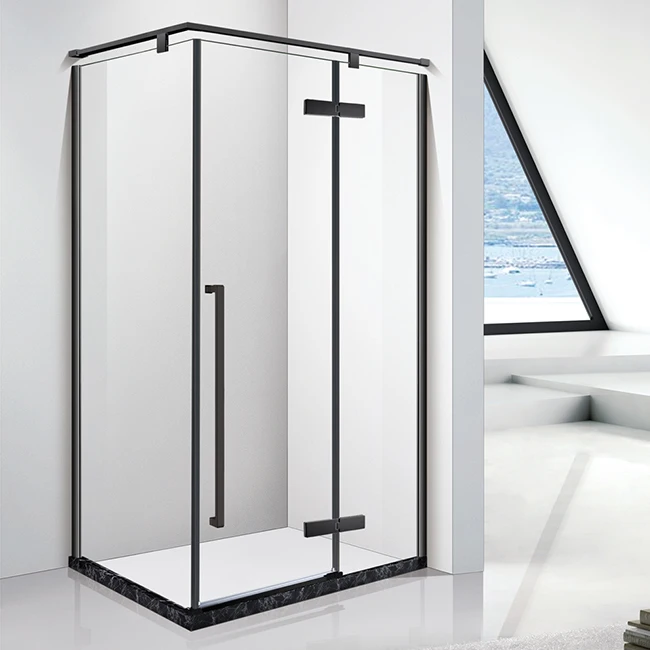 Prefabricated mini shower enclosure 3 sided glass shower enclosure with frame shower enclosure with folding doors