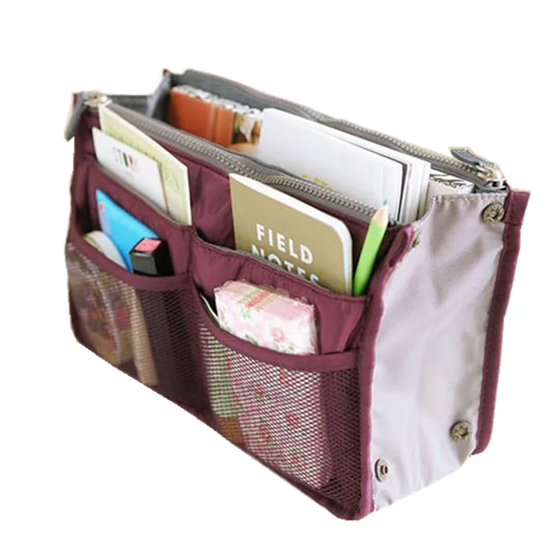 
Cheapest Price Women Nylon Travel Insert Organizer Handbag Large liner Lady Makeup Cosmetic Bag 