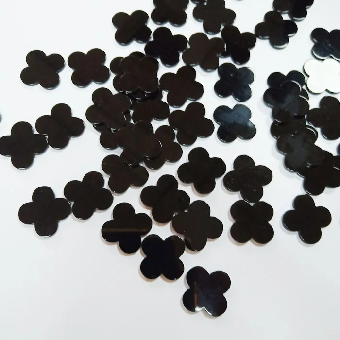 

Hot Sale Black Agate Loose Four Leaf Clover Gemstones Onyx 13MM Natural Agate Stone Wholesale