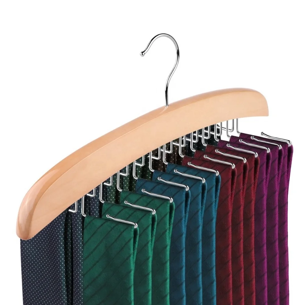 

Inspring Wooden Tie belt Rack Hanger Holder Tie Organizer 24 Hooks, Natural
