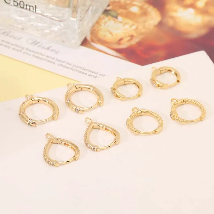 Fashion 14K Gold Plated Woman Accessories Dangle Hoop Earring Parts DIY Earring Material