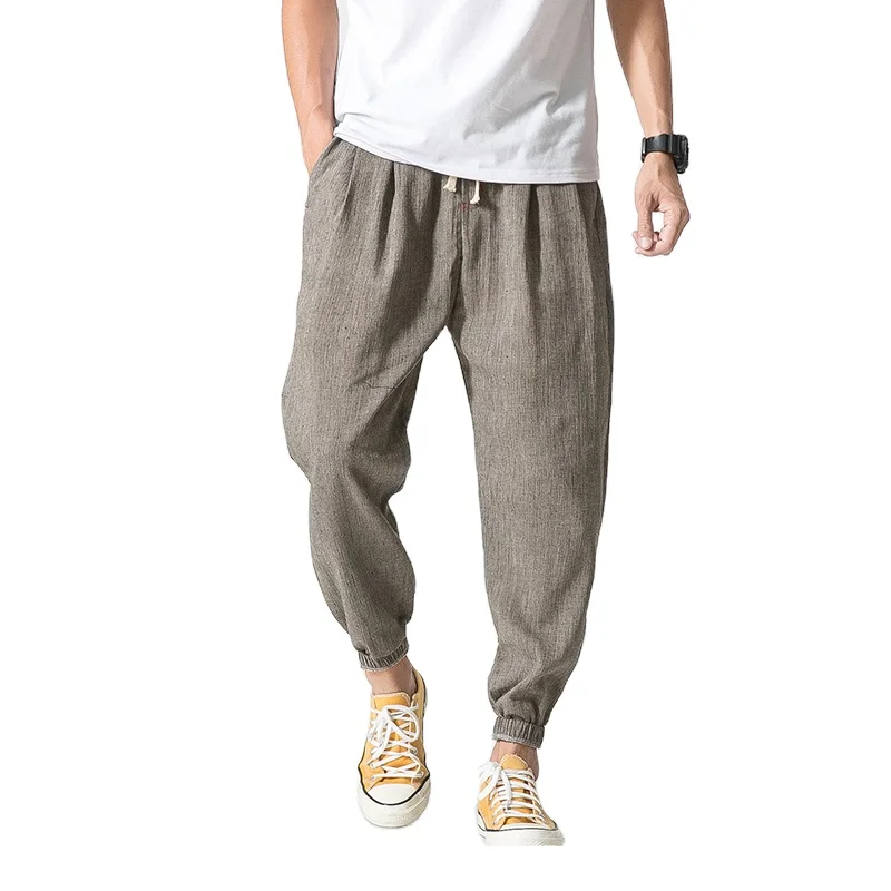 Mens Cotton Linen Pants Summer Solid Color Breathable Linen Trousers Male  Casual Elastic Waist Fitness Pants  Fruugo IN