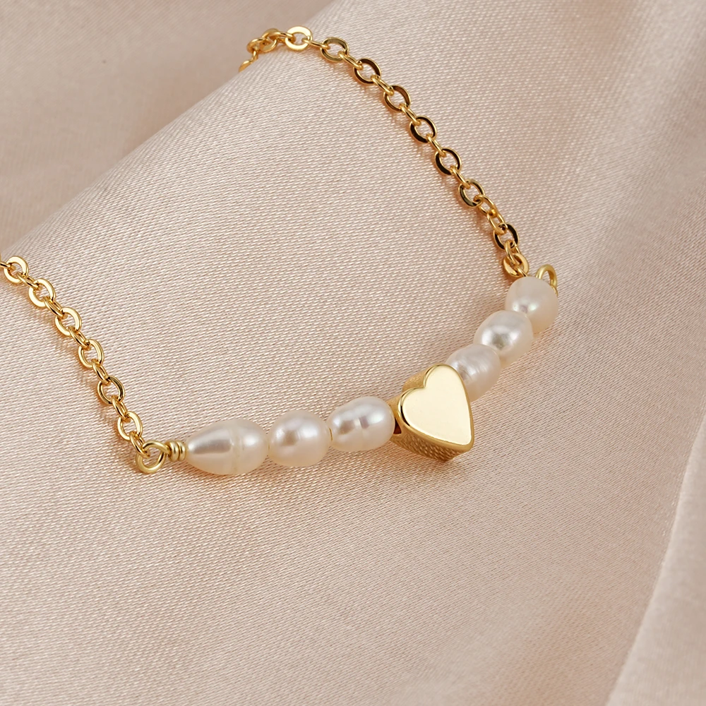 

Fashion women's jewelry Baroque oval pearl necklace design sense heart irregular necklace