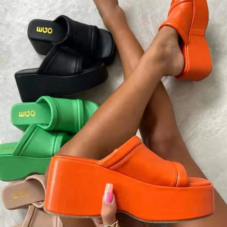 

Summer Outdoor Beach Women Wedge High Heels Thick Platform Slippers Slides