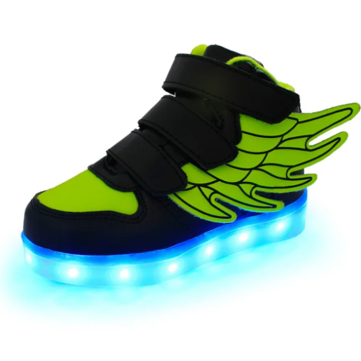 

Hi-Top Wings Shoes USB Rechargeable Flashing Sneakers for Toddlers Kids Boys Girls LED Light Up Shoes, As pic