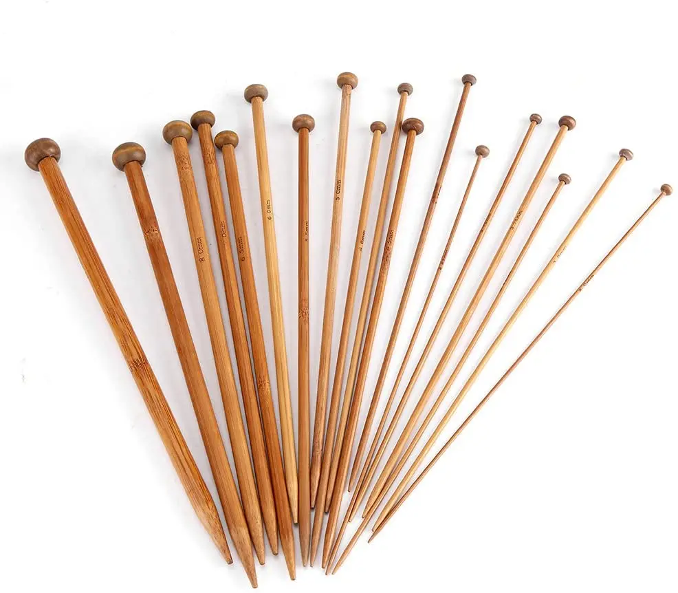 

Single Pointed Carbonized Knitting Needle 18 Sizes Handmade Weave DIY Tools Bamboo Knitting Needles Set