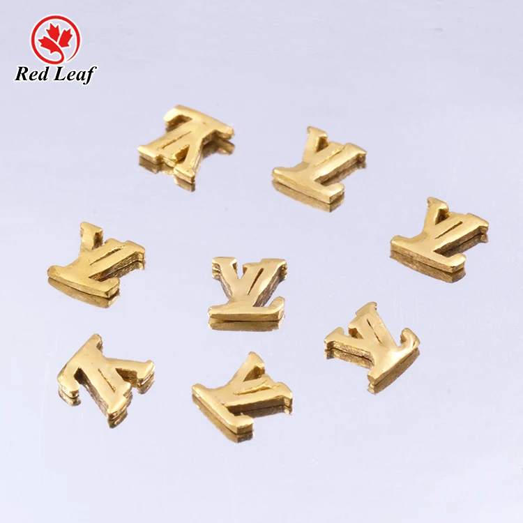 

Redleaf Jewelry high quality 3*3.2mm LV alphabet Fashion 24K gold accessories