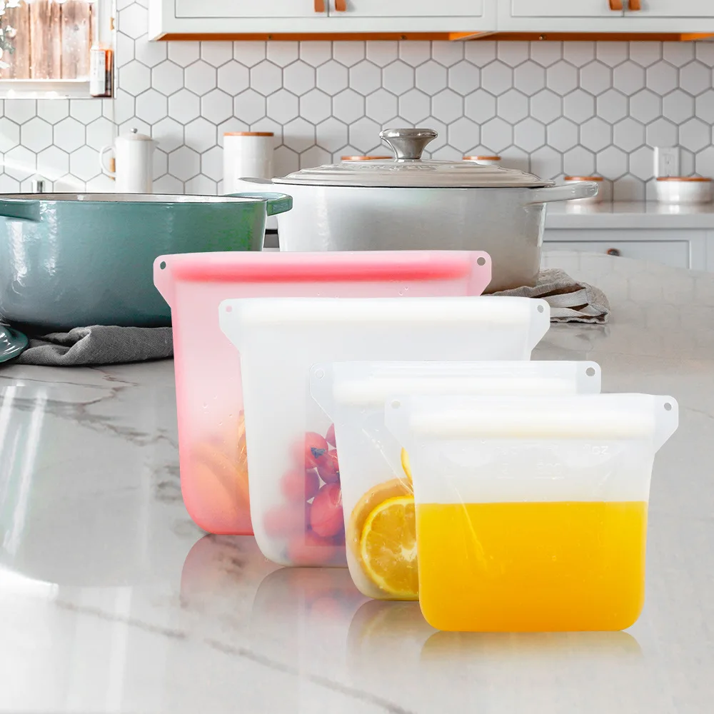 

Kitchen food storage bags meat vegetables fruits microwave ovens refrigerators food-grade silicone storage bags