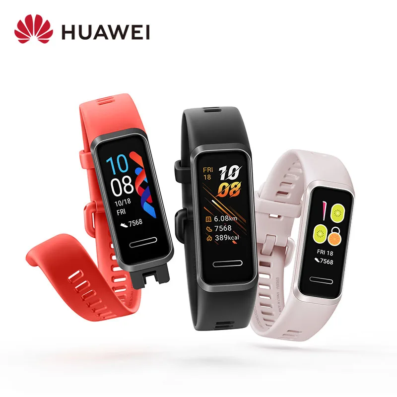 

Huawei Band 4 Smart Band bracelet Heart Rate Health Monitor Message Reminder USB plug Charge, Orange,blacki,pink
