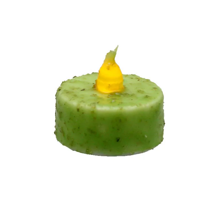 Rustic Nontoxic High Quality Popular Handmade Green LED Tea Light with Timer Holiday Festival Decoration Paraffin Wax LED Candle