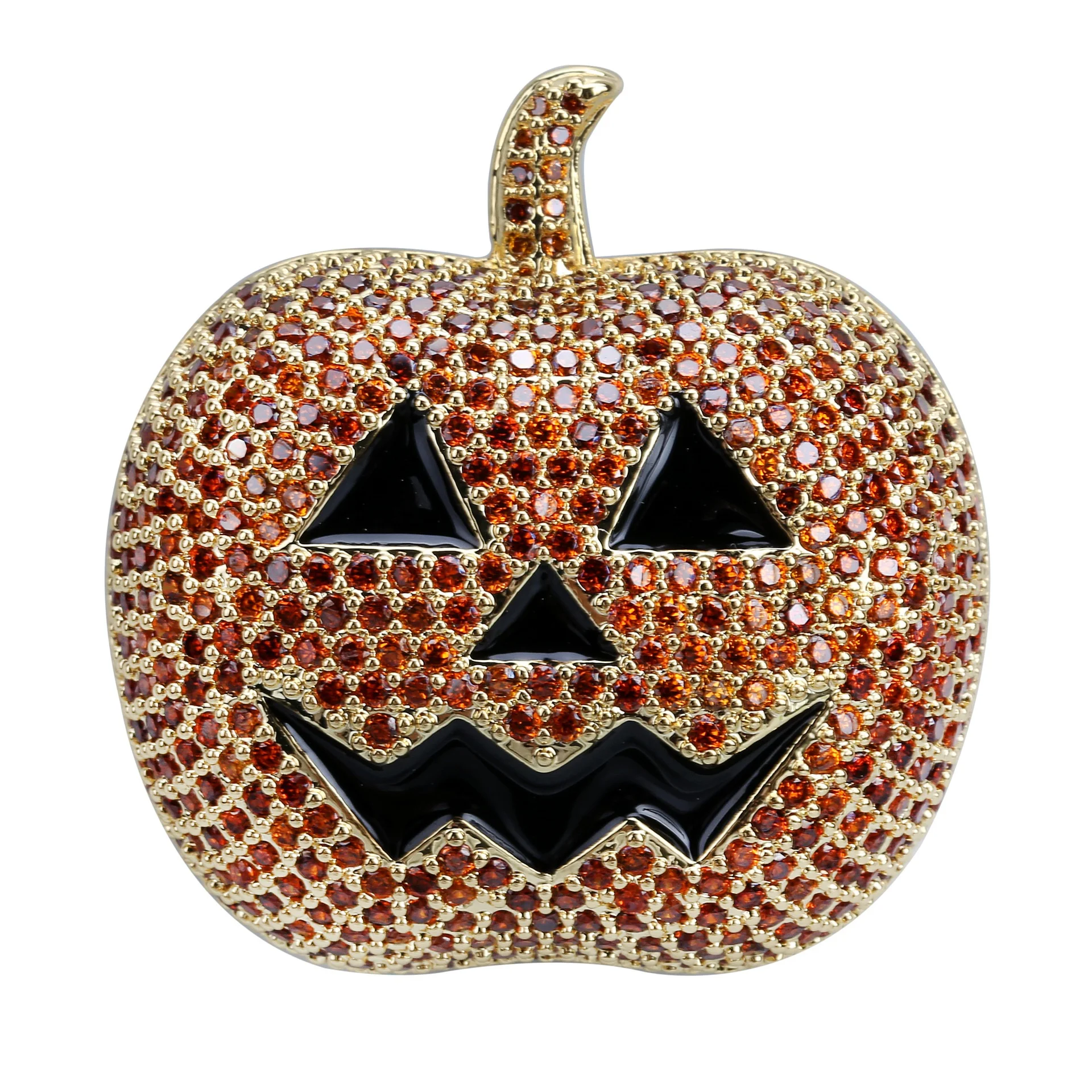 

Latest 14K Gold Plated 5A Zircon Halloween Decorative Pumpkin Lantern Pendant Necklaces, Picture shows