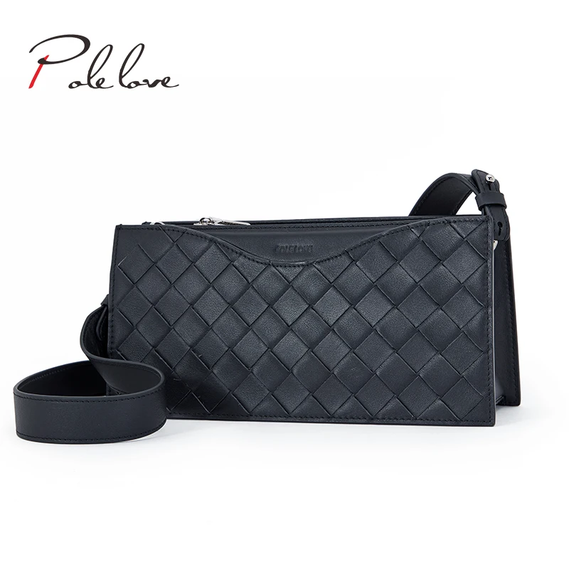 

Natural high-quality first layer cowhide lady messenger bag Modern simple shoulder bag women, Black