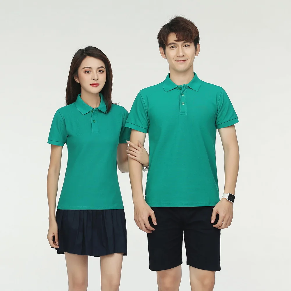 

Custom Logo New Summer Colorful Cotton Lapel Women Men Polo T Shirt