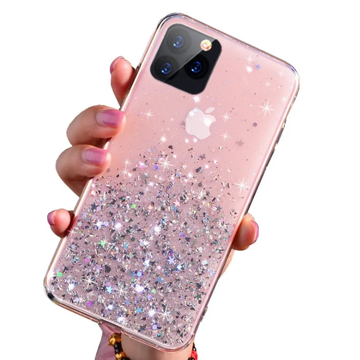 

Luxury Bling Glitter Phone Case For iPhone 12 MINI 11 Pro X XS Max XR Silicon Cover For iPhone SE 2020 7 8 6 6S Plus Back cover, Transparnt clear