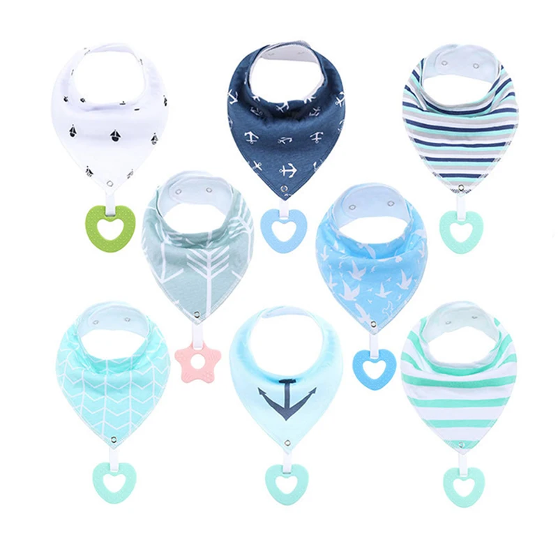 

100% Organic Cotton Bibs Super Absorbent Drool Bib with Teether for Boys & Girls