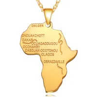 

Free Shipping Wholesale Newest Gold Plated Men's Africa Map Stainless Steel Pendant Necklace