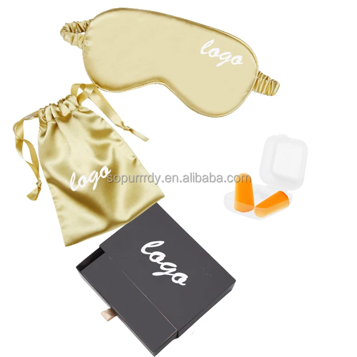 

Custom Logo Sleeping Night Eyeshade Cover Satin Silk Sleep Pillowcase Set Eye Mask Blindfold