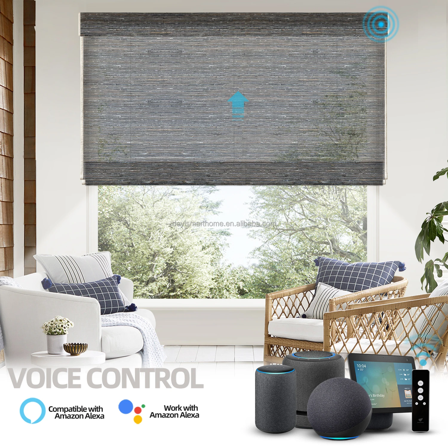 

Google Alexa Shades Bamboo Window Motorized Roller Battery Rechargeable Motor Smart Blinds