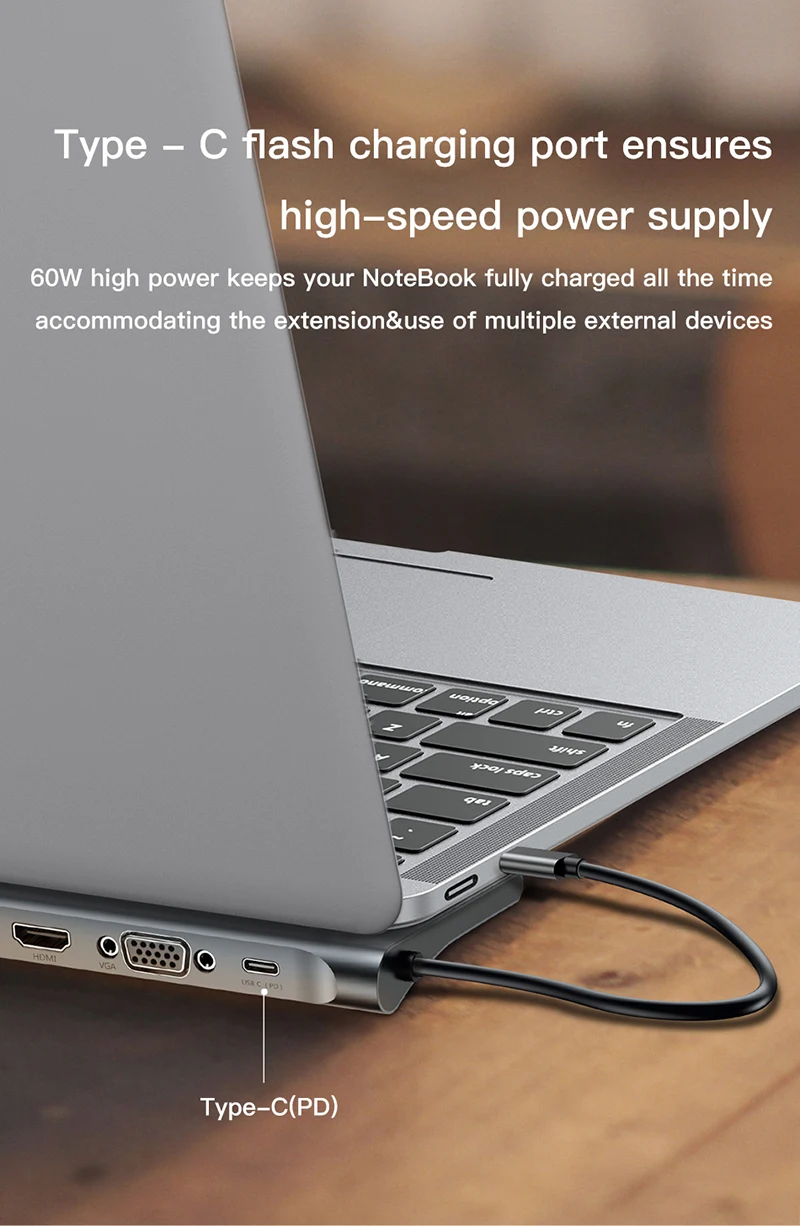 Multi 10 in 1 USB Type C HUB to HDMI VGA RJ45 USB 3.0 HUB Converter with SD/TF Card Reader Audio USB C Adapter for MacBook Pro - ANKUX.COM