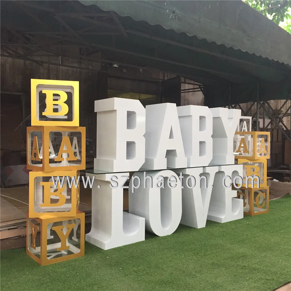 Clear/white Acrylic Baby Blocks,Abc Baby Shower Boxes For Event And