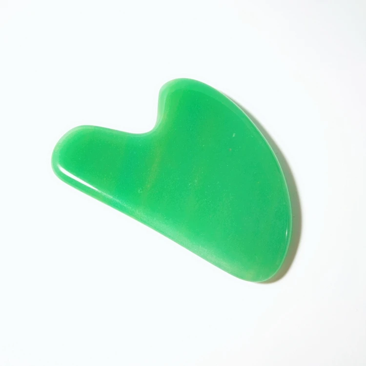 

2020 new aircraft type gua sha scraping massage face green quartz jade guasha board scraper tool