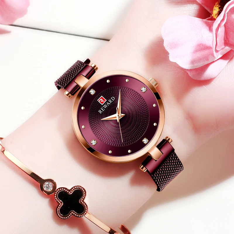 

High Quality REWARD Women Watches Luxury Fashion Waterproof Quartz Watch Ladies Bracelet Woman Wristwatch Montre Femme