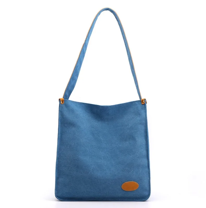 

Korean Simple Plain Style Cotton Canvas Shoulder Tote Bag with custom printed logo
