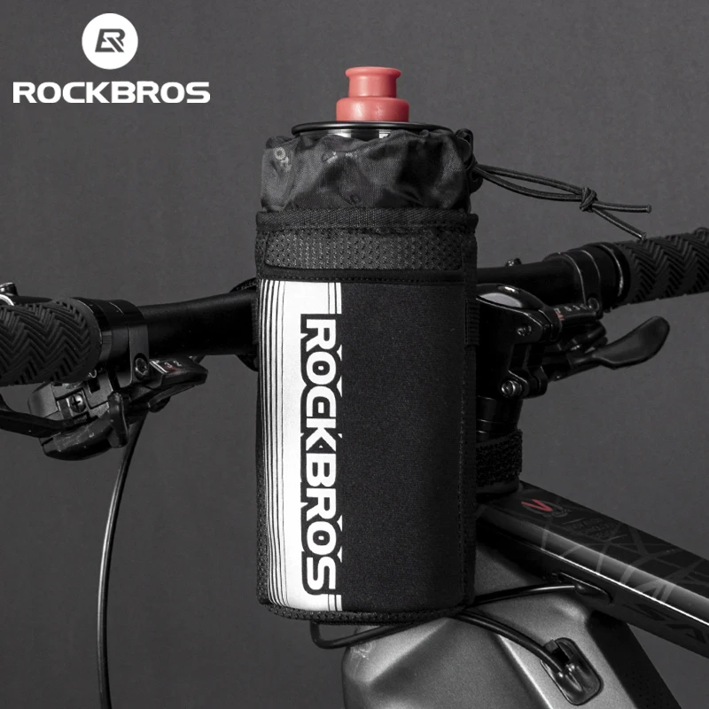 

ROCKBROS Bike Handlebar Water Bottle Package Bag Cycling Front Frame Pannier Kettle Package Bag, Black