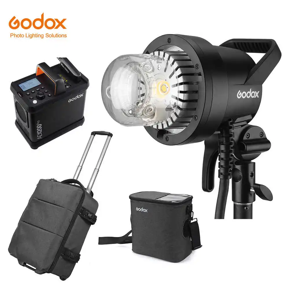 

Godox AD1200Pro AD1200 Pro 1200Ws 2.4G TTL 1/8000 HSS 40W Modeling Light Outdoor Flash Strobe Battery Powered Flash, Black